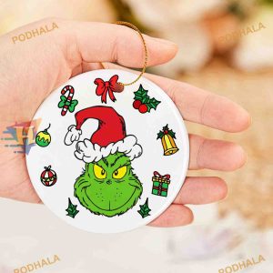 Grinch Face Festive Decor Funny Grinch Christmas Tree Ornaments 2