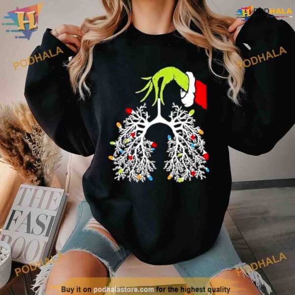Grinch Hand Respiratory Therapist Christmas Gif Shirt For Women Men