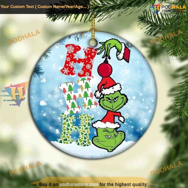 Grinch Ho Ceramic Christmas Ornament, Grinch Tree Decor & Holiday Gifts