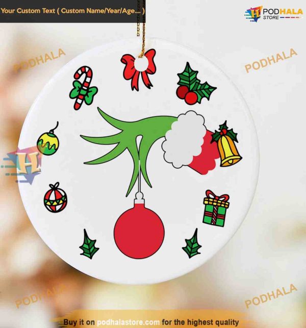 Grinch Holding Ball Ornament, Christmas Grinch Tree Decorations