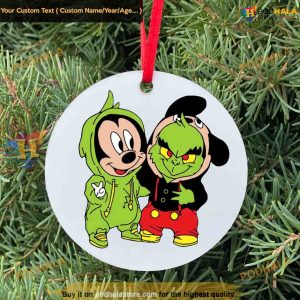 Grinch & Mickey Festive Ceramic Ornament, Grinch Christmas Tree Decor