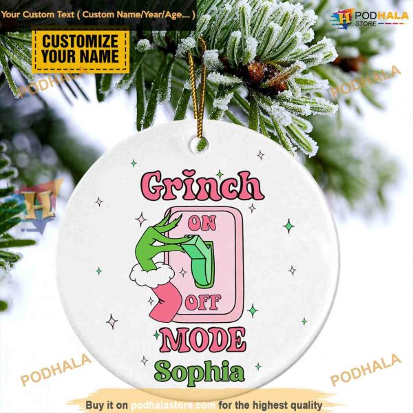 Grinch Mode On Personalized Decor, Car Grinch Christmas Ornaments