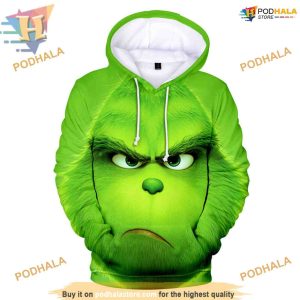 Grinch Movie Green Fur 3D Hoodie, Adult Cosplay, Funny Christmas Gift Ideas
