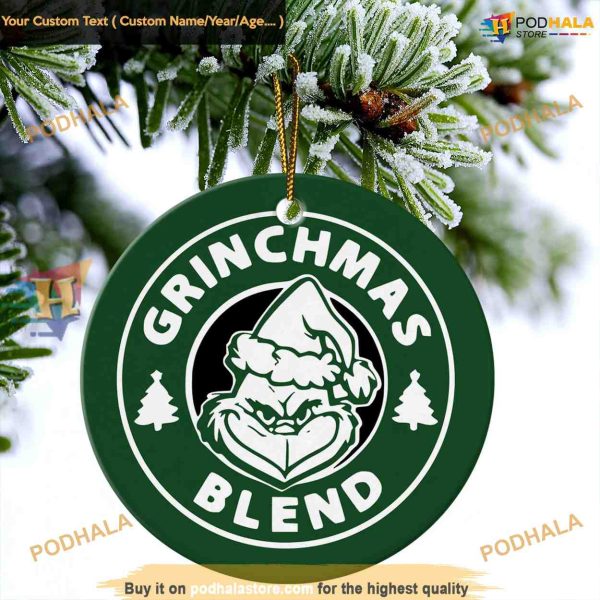 Grinchmas Blend Festive Decor, Grinch Face Christmas Ornaments