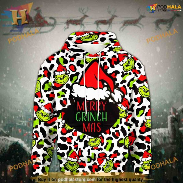 Grinchmas Leopard 3D Hoodie, Funny Christmas Gift Ideas