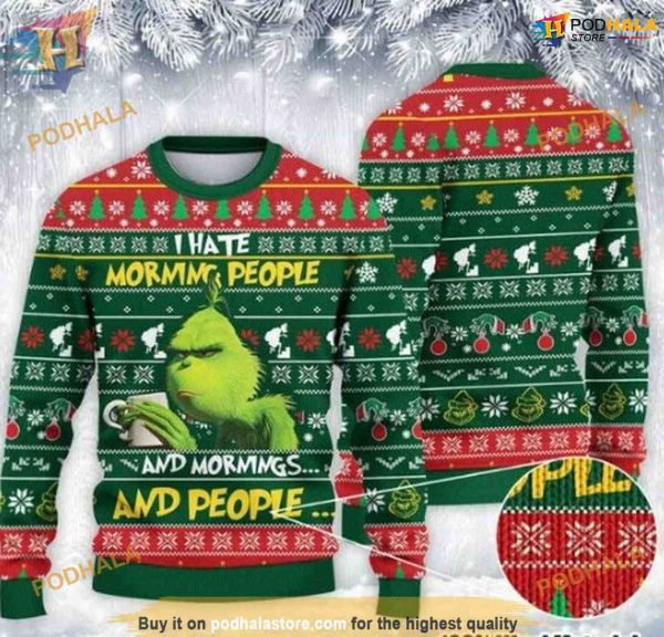 Grinch’s Morning Humbug Ugly Christmas Sweater, The Perfect Funny Xmas Gift