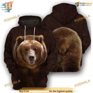 Grizzly Bear All Over Printed Funny Animal Costume Full 3D Hoodie Sweatshirt 1