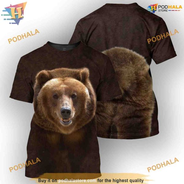 Grizzly Bear All Over Printed Funny Animal Costume Full 3D Hoodie Sweatshirt