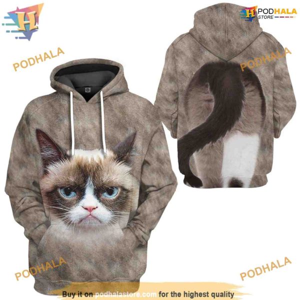 Grumpy Cat Full All Over Printed Funny Animal 3D Hoodie Sweatshirt