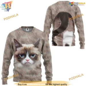Grumpy Cat Full All Over Printed Funny Animal 3D Hoodie Sweatshirt 2