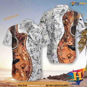 Guitar Music Unisex Hawaiian Xmas, Santa Claus Hawaiian Shirt