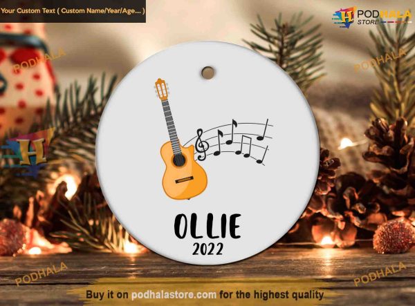 Guitarist’s Holiday Keepsake, Personalized Family Name Ornaments