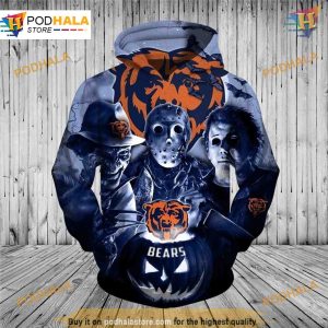 Halloween Horror Night 3D Bears Hoodie, NFL Chicago Bears Apparel