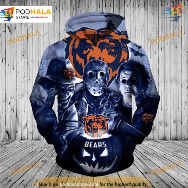 Halloween Horror Night 3D Bears Hoodie, NFL Chicago Bears Apparel