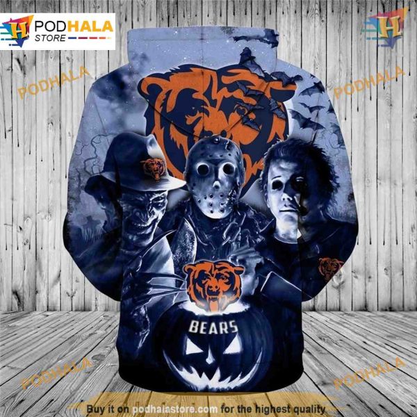 Halloween Horror Night 3D Bears Hoodie, NFL Chicago Bears Apparel