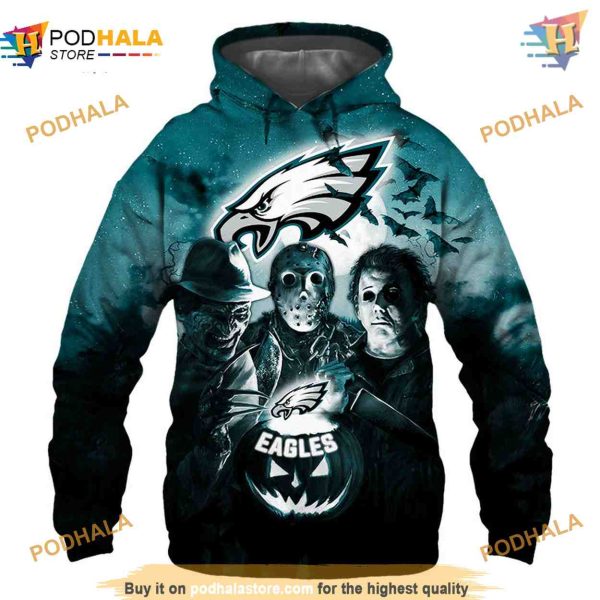 Halloween Horror Night Philadelphia Eagles 3D Hoodie, NFL Eagles Apparel