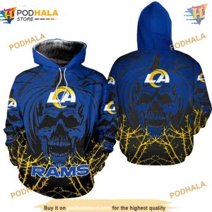 Halloween Los Angeles Rams 3D Hoodie, Pumpkin Skull Sweatshirt