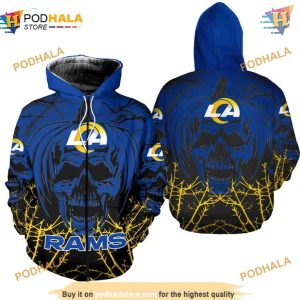 Halloween Los Angeles Rams 3D Hoodie Pumpkin Skull Sweatshirt 2