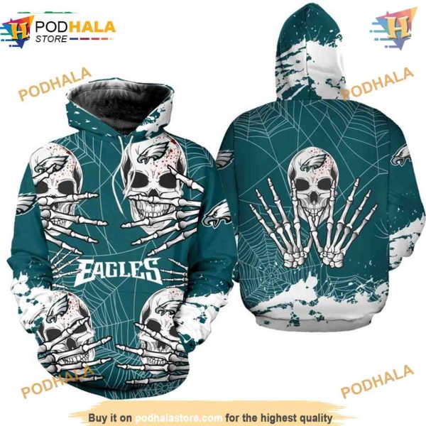 Halloween Skull Philadelphia Eagles Hoodie, Eagles Gifts