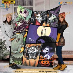 Halloween with Jack Skellington, Personalized Nightmare Christmas Blanket