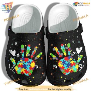 Hand Puzzle Autism Awareness Crocs, Funny Christmas Crocs for Birthdays
