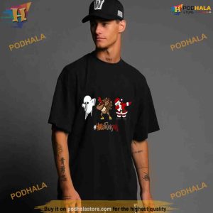 Happy HalloThanksMas Funny Halloween Thanksgiving Christmas Shirt For Women Men