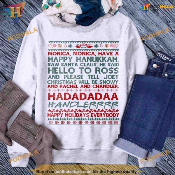 Happy Hanukkah and Merry Christmas Friends Shirt, Matching Family Christmas Shirt