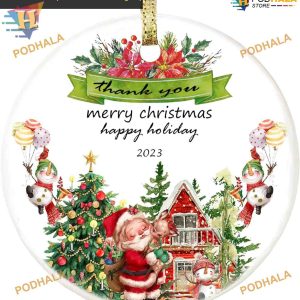 Happy Holidays 2023 Ceramic House Ornament, Couple's Keepsake Gift