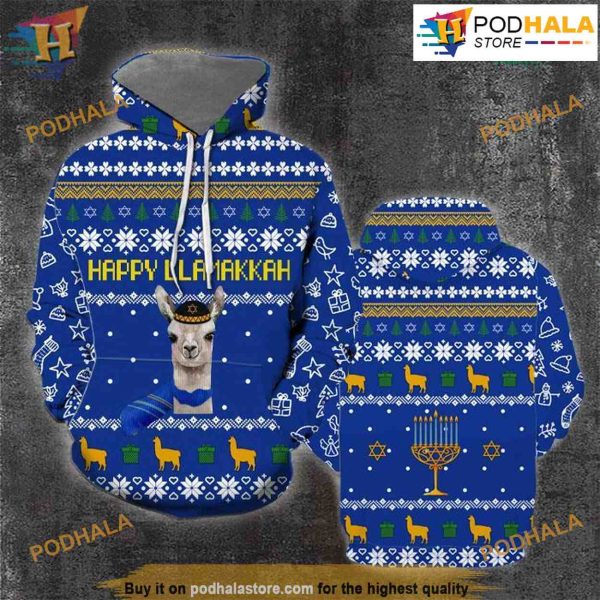 Happy LLamakkah 3D Hoodie Christmas, Funny Xmas Gifts