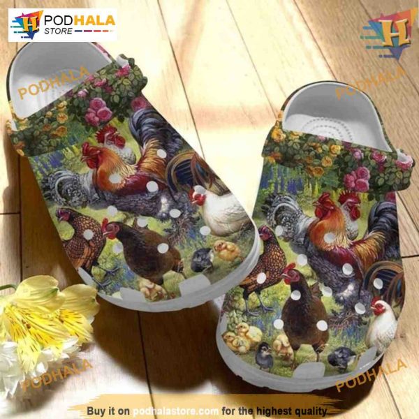 Happy Life Chicken Family Crocs, Adorable Design, Perfect Chicken Lover Gift