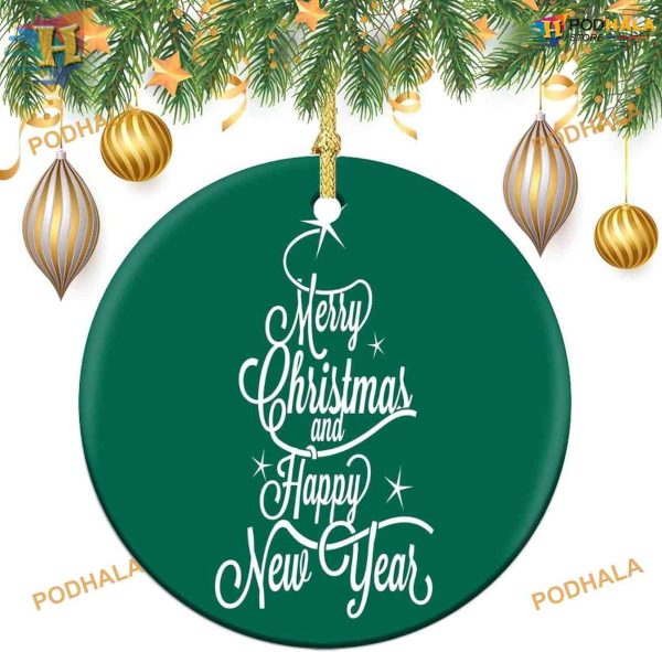 Happy New Year 2023 Ornament, Merry Christmas Postcard Keepsake