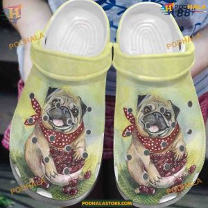 Happy Pug Classic Crocs Cheerful Dog Clogs, Comfortable Shoes