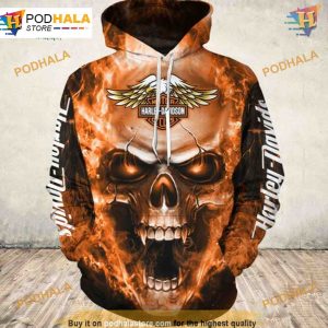 Harley Davidson Skull Graphic 3D Hoodie, Trending Custom Sweatshirt