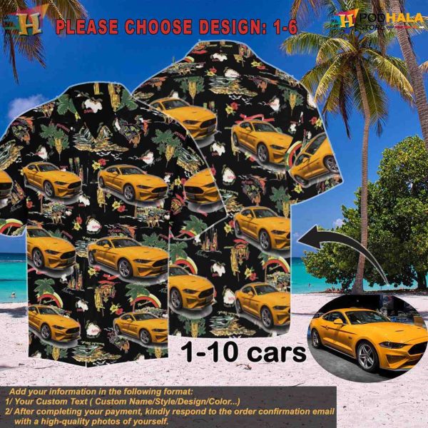 Hawaiian Car Pattern Shirt, Custom Photo Muscle Car Lover’s Birthday Gift