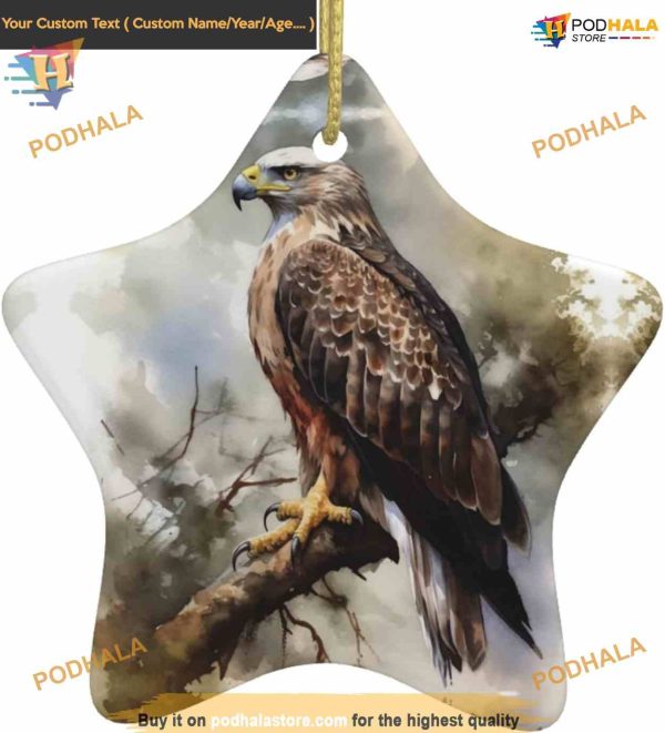 Hawk in Tree Print 2023 Ornament, Family Tree Decoration
