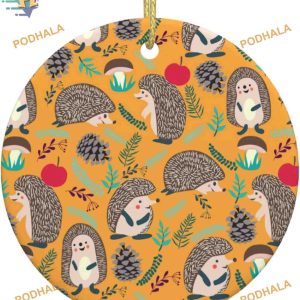 Hedgehog Forest Round Ornament 2023, Family Tree Decoration, Xmas Decor