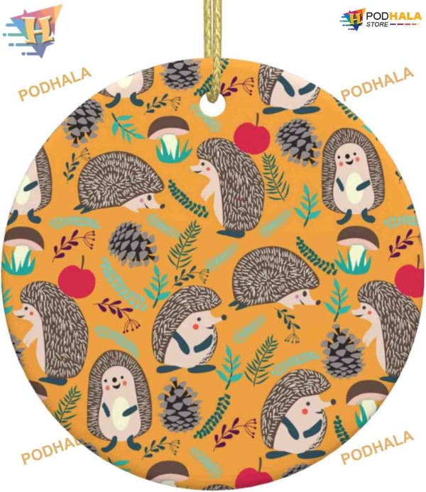 Hedgehog Forest Round Ornament 2023, Family Tree Decoration, Xmas Decor