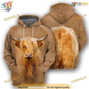 Highland Cattle All Over Printed Funny Animal Costume Full 3D Hoodie Sweatshirt 1