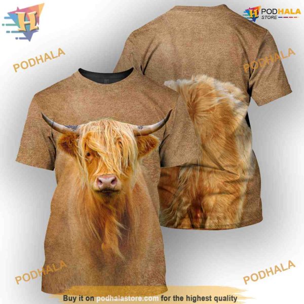 Highland Cattle All Over Printed Funny Animal Costume Full 3D Hoodie Sweatshirt