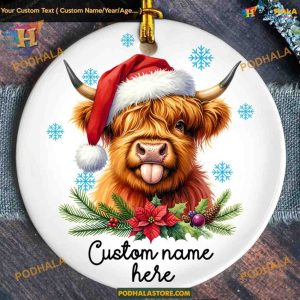 Highland Cow Xmas 2023 Keepsake Ornament, Personalized Family Ornament, Farmhouse Decor