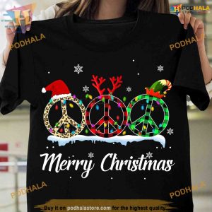 Hippie Christmas Peace Shirt, A Retro Family Christmas Shirt Ideas