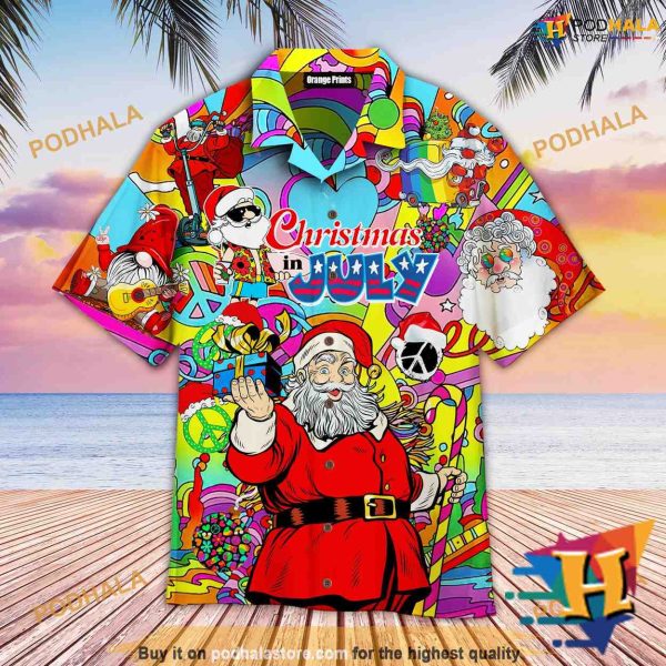 Hippie Santa July Christmas Santa Hawaiian Shirt