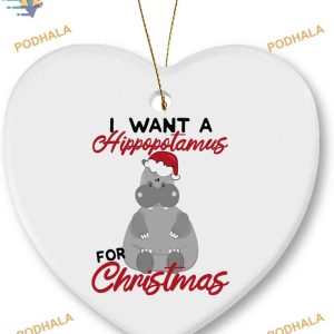 Hippopotamus 2023 Heart-Shaped Christmas Ornaments, Personalized Family Decor