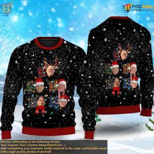 Ho Ho Ho Custom Ugly Sweater, Personalized Family Photo Xmas Gift