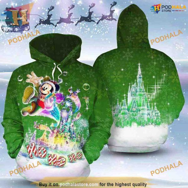 Ho Ho Ho Mickey Green 3D Hoodie, Creative Christmas Gifts