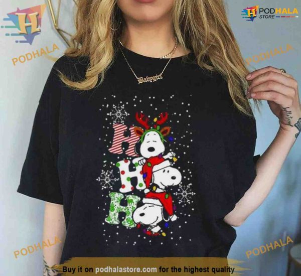 Ho Ho Ho Snoopy and Peanuts Reindeer Santa Xmas Shirt, Funny Christmas Gift Ideas