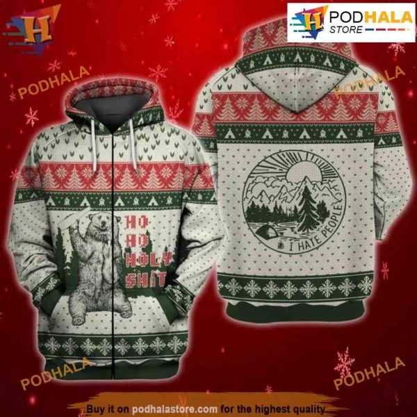 Ho Ho Holy Sht Beer 3D Hoodie Christmas, Funny Xmas Gifts