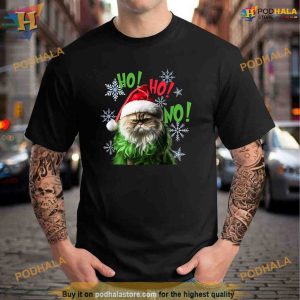 Ho Ho No Funny Bad Cat Funny Xmas Shirt Hoodie 3