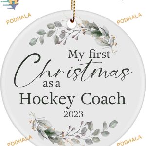 Hockey Coach's First Christmas Ornament 2023, Family Christmas Tree Ornaments