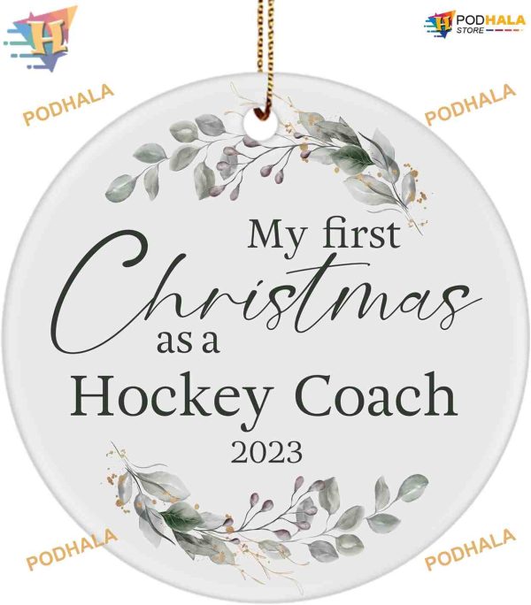 Hockey Coach’s First Christmas Ornament 2023, Family Christmas Tree Ornaments